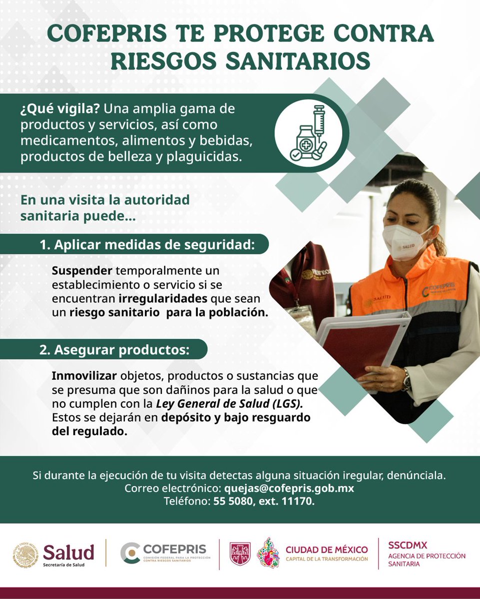 AGSANITARIA's tweet image. ⚠️¿Qué pasa si un #producto o #servicio regulado no cumple con lo debido en materia #sanitaria?🤔

🛡️Las autoridades sanitarias puede aplicar medidas de #seguridad, como #suspensión temporal de un servicio o #aseguramiento de productos que se consideren nocivos.