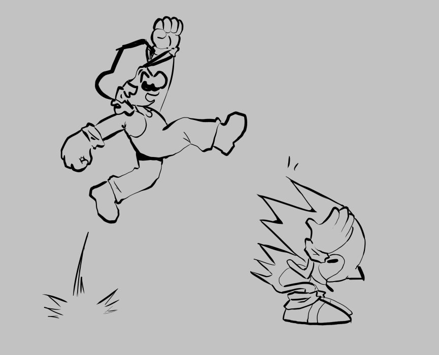 What if Sonic just did this to Mario

(Mario cannot land on spikes)