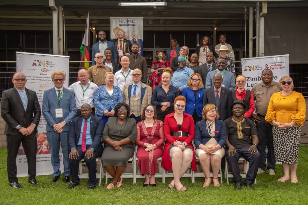 StukieF's tweet photo. Dr. Stukie Motsa has joined other african albinism group leaders in a two day Zimbabwe Learning Forum 2026 in Harare Zimbabwe. Organised by the Africa Albinism Network in partnership with the Albinism Dare to Dream Initiative and with funding support from Disability Rights Fund https://t.co/huhDDI2ciA