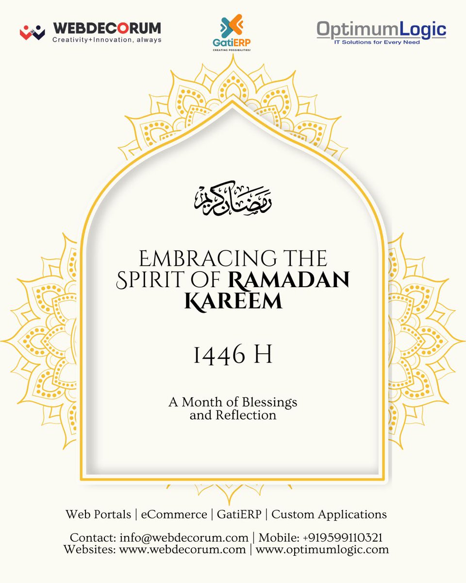webdecorum's tweet photo. As Ramadan begins, Team Webdecorum extends warm wishes to our clients &amp; partners. 🌙

Ramadan is a time for reflection and growth—values at the core of all we build. May this month bring you peace &amp; prosperity.

Ramadan Kareem! ✨

#RamadanKareem #Webdecorum #Erp #Optimumlogic https://t.co/lRR5bDA8GX