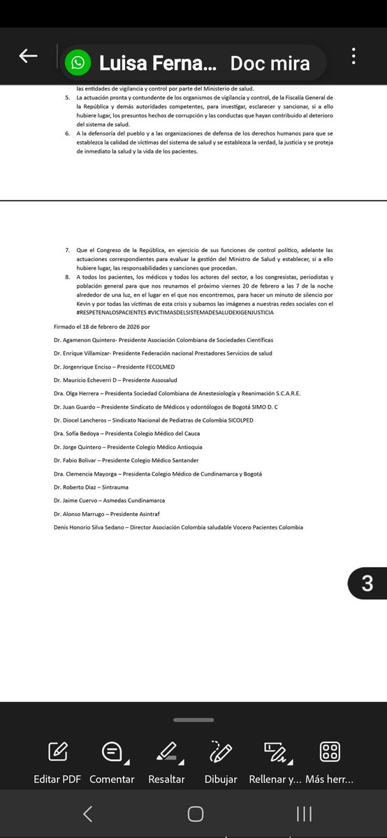 Comunicado organizaciones salud sobre el manejo del caso Kevin Acosta y la crisis de la salud.