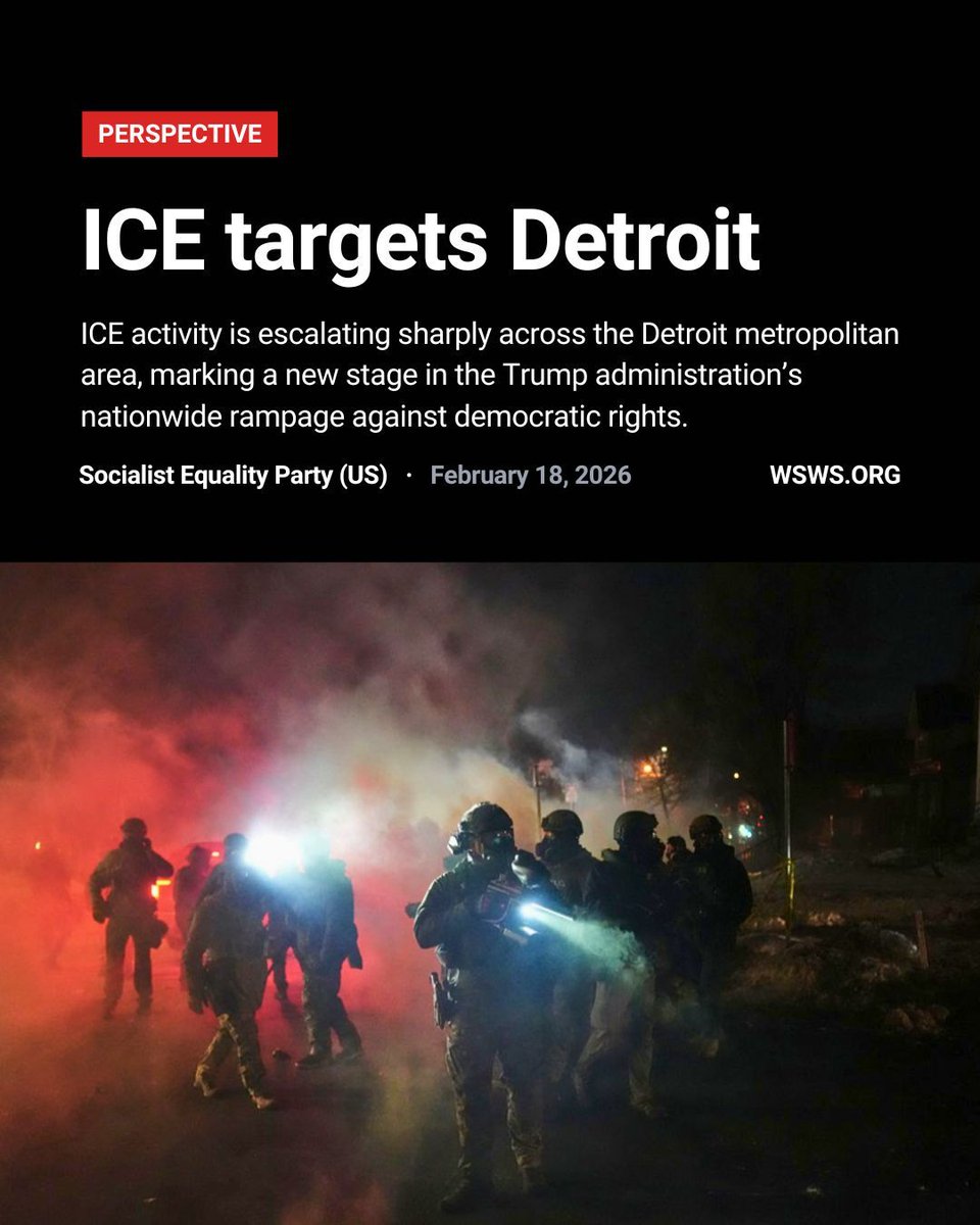 WSWS_Updates's tweet image. The Socialist Equality Party and the World Socialist Web Site call for a mass mobilization of the working class to stop #ICE raids and defend immigrants from state repression. #Autoworkers, #educators, #healthcareworkers, logistics and #techworkers have the collective power to