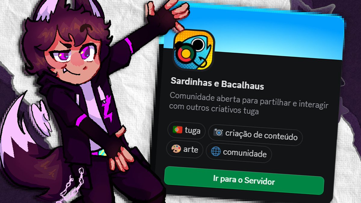 TUGAS UNIDOS!  Já somos + de 80 malta talentosa e a comunidade continua a crescer!

Se és 🇵🇹 e és artista, VTuber/YouTuber, editor/animador, escritor, músico ou gostas de RPG, vem para o servidor! Aqui temos tudo isso e muito mais, com as novidades que aí vêm!

[LINK NA BIO <3]