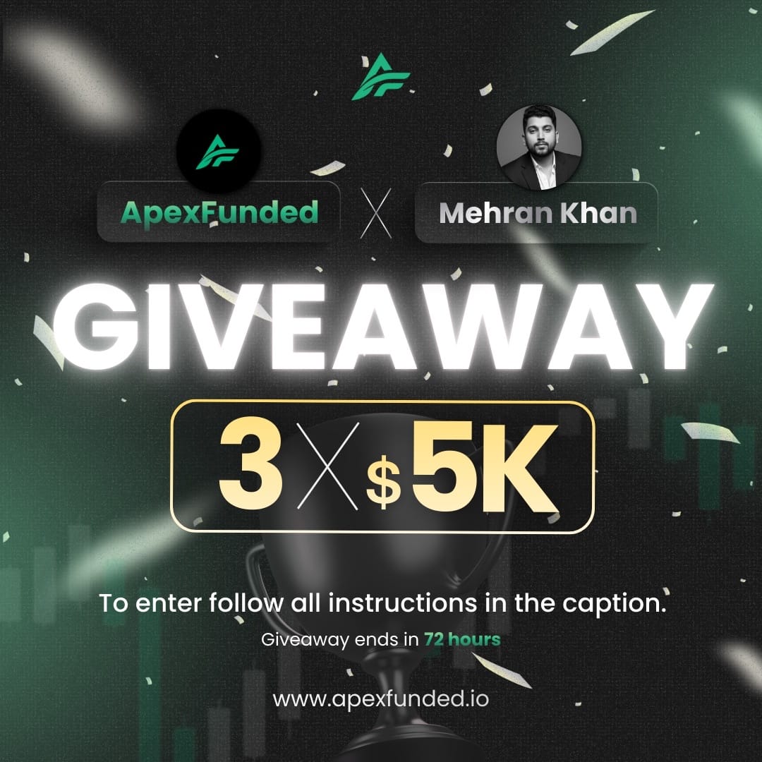 Apex Funded Giveaway! 💰
 🎉 3 × $5,000 Two-Step Accounts 🚀

This is your chance to trade a $5K account for FREE.
We’re choosing 3 winners, which means more chances to win and more traders getting funded. If you’ve been grinding but can’t afford an account, this is for you.

How