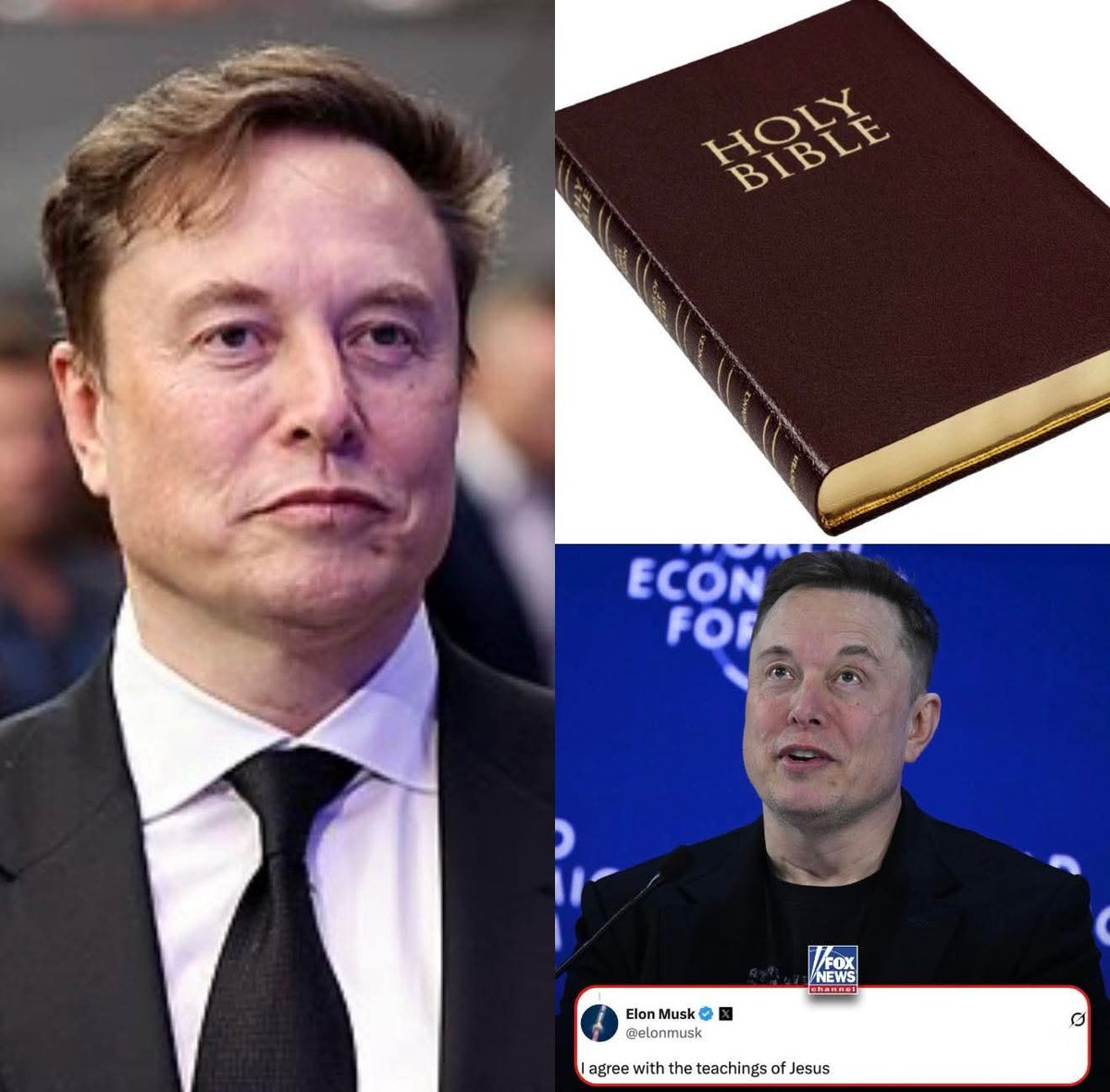 Jesus 🥹❤️❤️❤️

The Richest man on earth , Elon musk publicly declares his love for JESUS CHRIST 

He posted that he agrees with the teachings of Jesus , this only means he believes in him and has may be given his life to Christ . 

If the Richest man on earth is not still joking