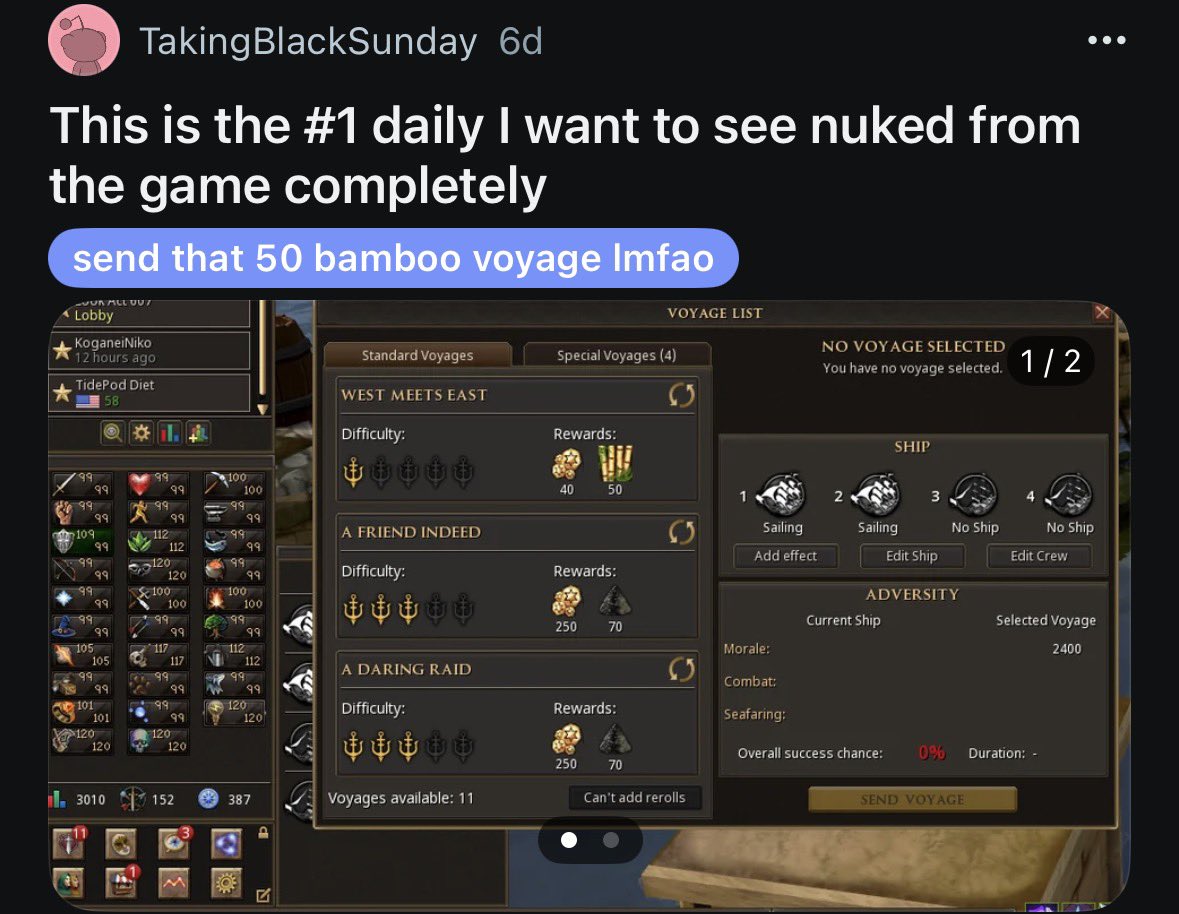 Possibly something #Runescape could take a look at? Tho it only takes a few minutes, this is still the same concept for daily scape/super time negated activity.

Thoughts?