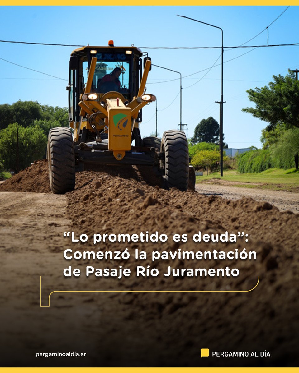 “Lo prometido es deuda”: Comenzó la pavimentación de Pasaje Río Juramento
pergaminoaldia.ar/lo-prometido-e…