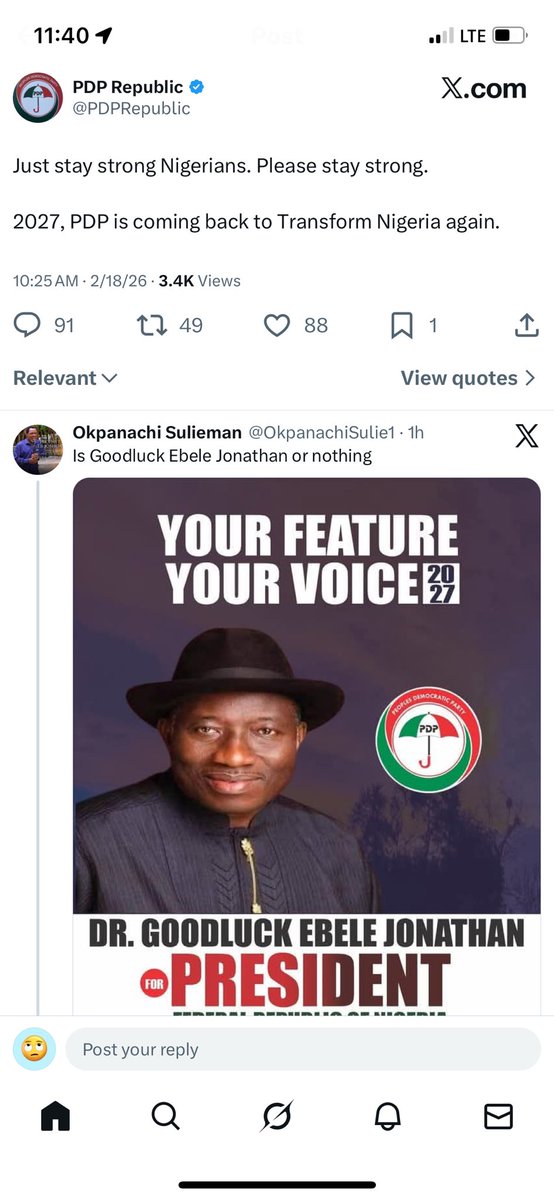 It is funny how <a href="/PDPRepublic/">PDP Republic</a> handler posted this, he managed to reply that first comment with “hmmm” but couldn’t continue to reply the remaining insulting comments 😂🤣. He/she go just drop phone Dey look like mumu 😂🤣