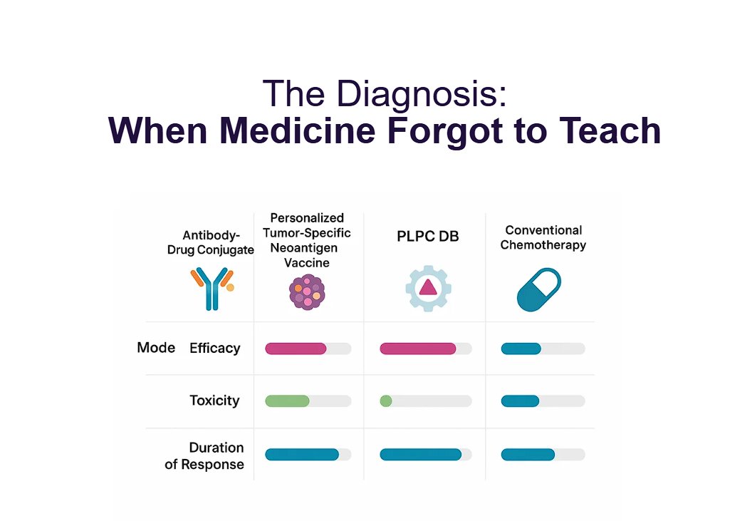 PLPC_DB's tweet photo. The diagnosis is not only clinical — it is structural.

When medicine treats without teaching the immune system, responses are temporary.

PLPC DB is built on immune education:
• High efficacy
• Low toxicity
• Durable response
Precision is not just targeting. It is training. https://t.co/YyUFOmTqHD