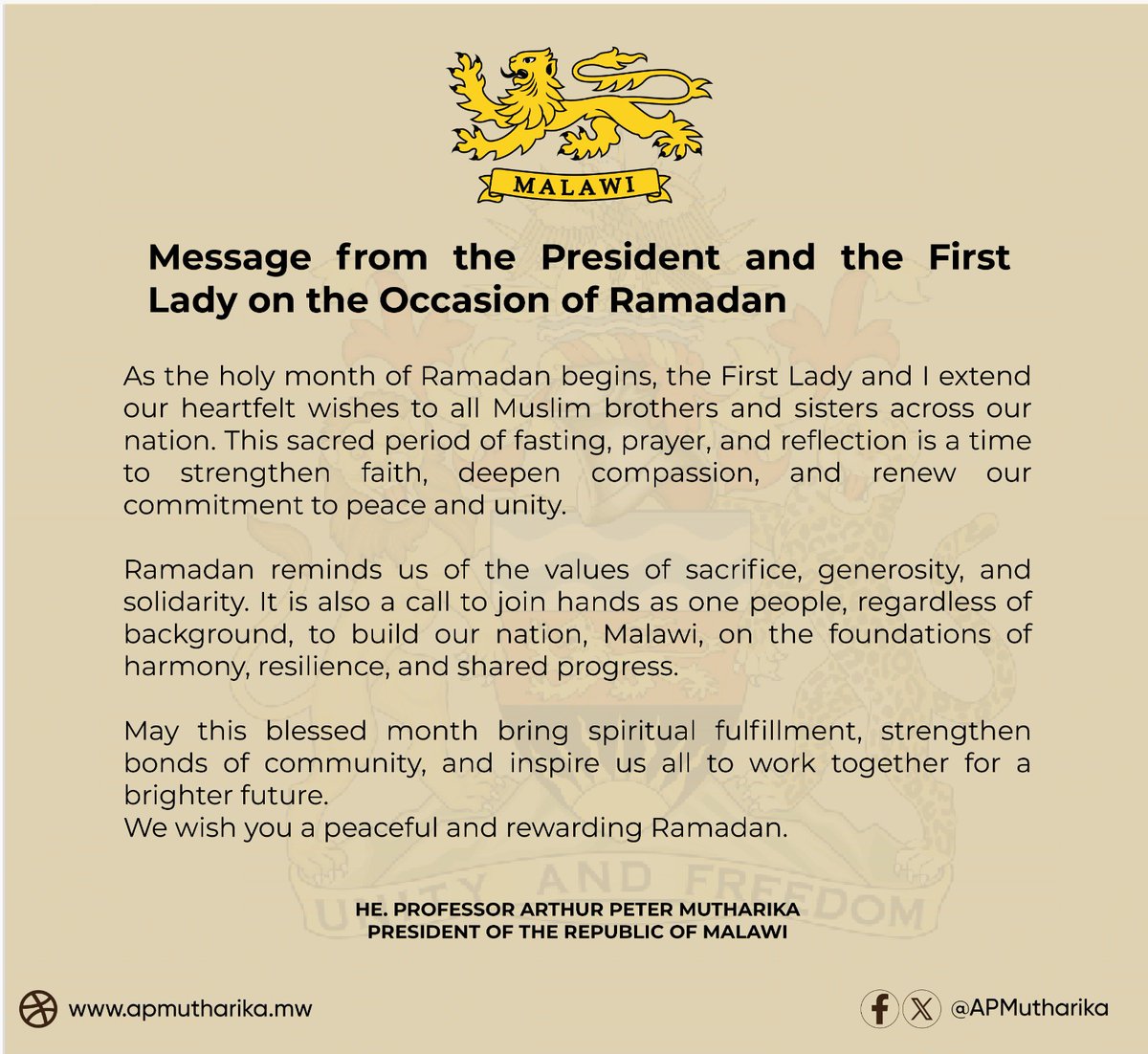 Arthur Peter Mutharika tweet media