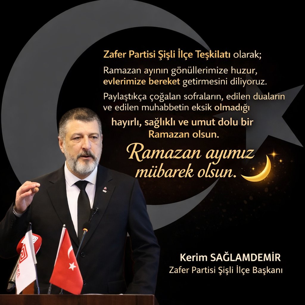 Şişli İlçe Teşkilatı olarak;
Ramazan ayının gönüllerimize huzur, evlerimize bereket getirmesini diliyoruz.
Paylaştıkça çoğalan sofraların, edilen duaların ve edilen muhabbetin eksik olmadığı
hayırlı, sağlıklı ve umut dolu bir Ramazan olsun.
Ramazan ayımız mübarek olsun.