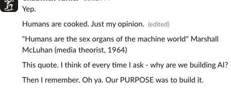 Codie_Sanchez's tweet photo. Smartest guy I know in Ai thinks this…
These are scary, exciting, strange times. https://t.co/L55WaaFy5M