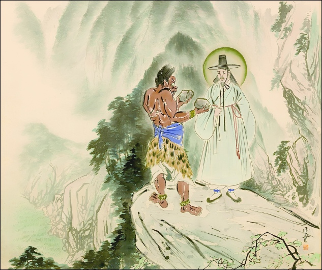 "The Temptation of Jesus," by Korean Catholic artist Kim Ki-Chang. Today is the first day of Lent in the Roman Catholic tradition.