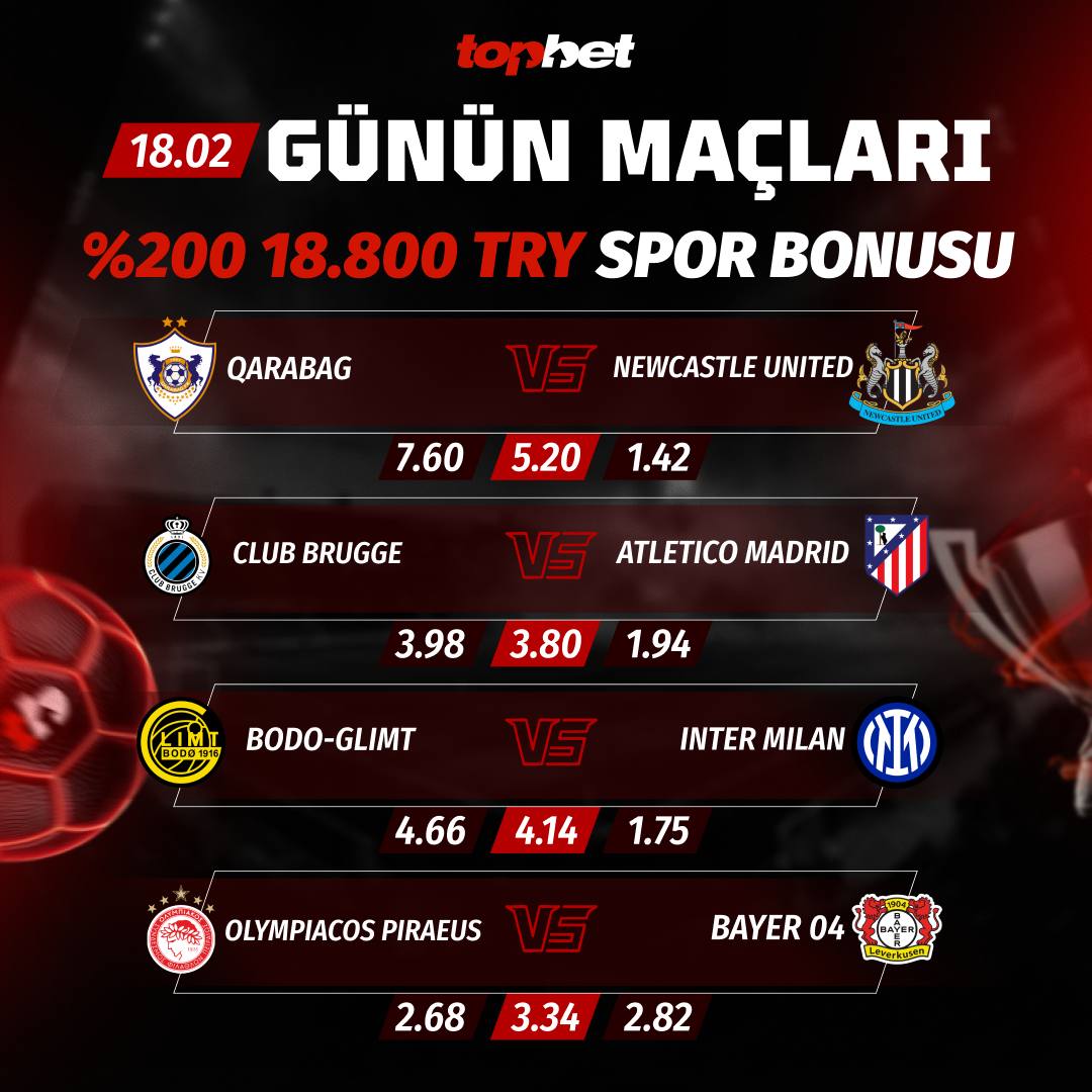 🏆 Şampiyonlar Ligi Günün Maçları!

🇦🇿 Qarabağ 🆚 Newcastle United 🏴󠁧󠁢󠁥󠁮󠁧󠁿

Topbet 📲 cutt.ly/rtzGVzW6 🎁

#QarabağFK #UCL #Topbet