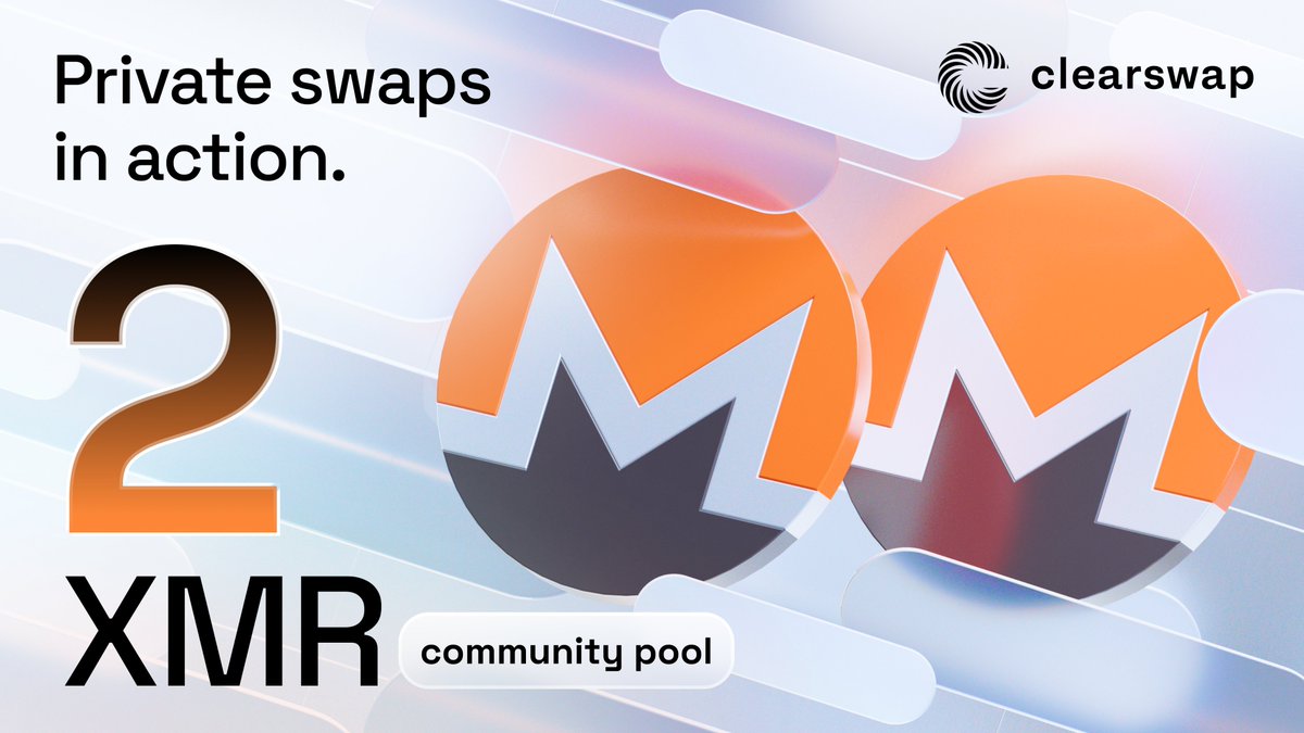 Hey Monero peeps! We’re launching 2 $XMR giveaway community campaign with <a href="/MoneroHub/">XMRHub</a> 🏆

Prize pool: 2 $XMR total 💸
👥 20 winners — 0.1 $XMR each

To participate:
1️⃣ Follow @ClearSwap &amp; <a href="/MoneroHub/">XMRHub</a>
2️⃣ Retweet this post 🔄
3️⃣ Make any swap to/from $XMR on ClearSwap and reply to
