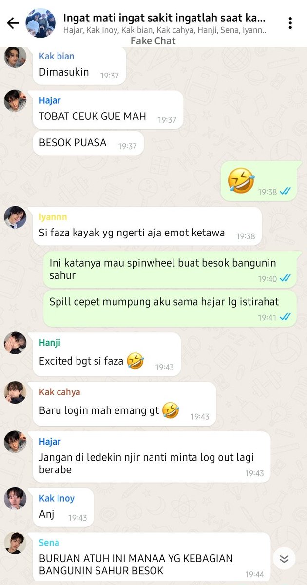 Ges mau ini buat nemenin puasa kalian egk? Ceritanya tentang si faza(flx) yg baru login dan ikut puasa pertama dia. 🤣