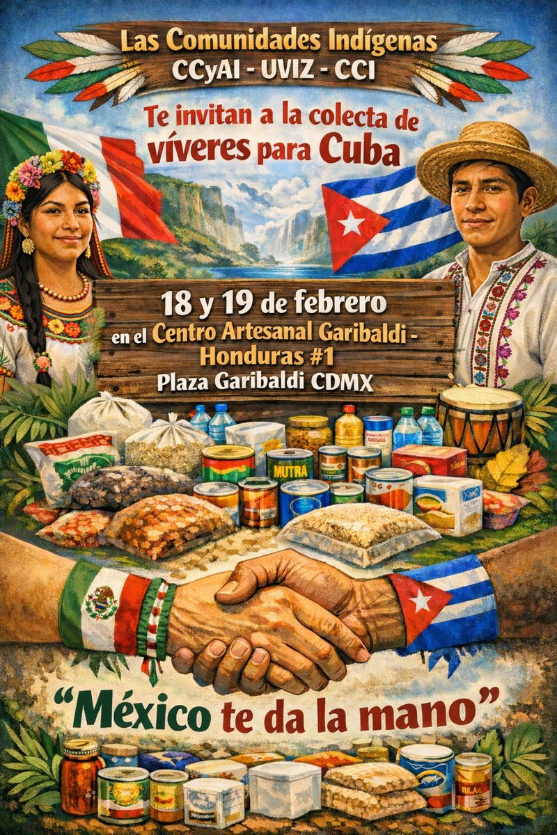 Amigos... necesitamos de su valioso apoyo para la colecta de víveres en solidaridad a Cuba. 
Los esperamos en el #CentroArtesanalGaribaldi Honduras #1.  Tu apoyo es importante y con lo que puedas sumar. 
Te esperamos dede las 13:00 a 22:00 horas.
