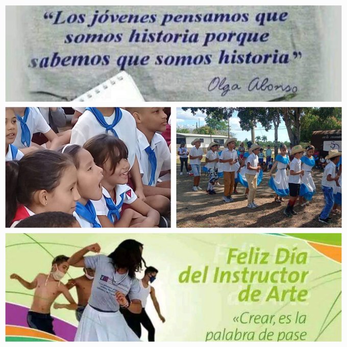 En el Día del Instructor de Arte, rendimos homenaje a quienes siguiendo el ejemplo de Olga Alonso,sembrando belleza, sensibilidad y cultura en cada rincón de nuestra Patria. Su entrega es un puente entre la creación y el pueblo, entre la tradición y el futuro.#CubaCoopera