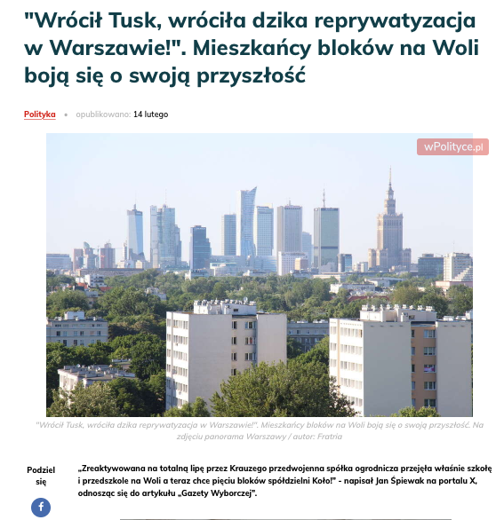 <a href="/JanSpiewak/">Jan Śpiewak</a> <a href="/PK_GOV_PL/">Prokuratura</a> <a href="/MS_GOV_PL/">Min. Sprawiedliwości</a> A wiecie, że poszkodowanych przez Ryszarda Krauzego mieszkańców warszawskiej Woli (a konkretnie ich spółdzielnię mieszkaniową) reprezentował adwokat, który pracował wcześniej dla... Krauzego w słynnym Polnordzie? Ręka w rękę z mec. Romanem Giertychem, adwokatem Donalda Tuska.

A