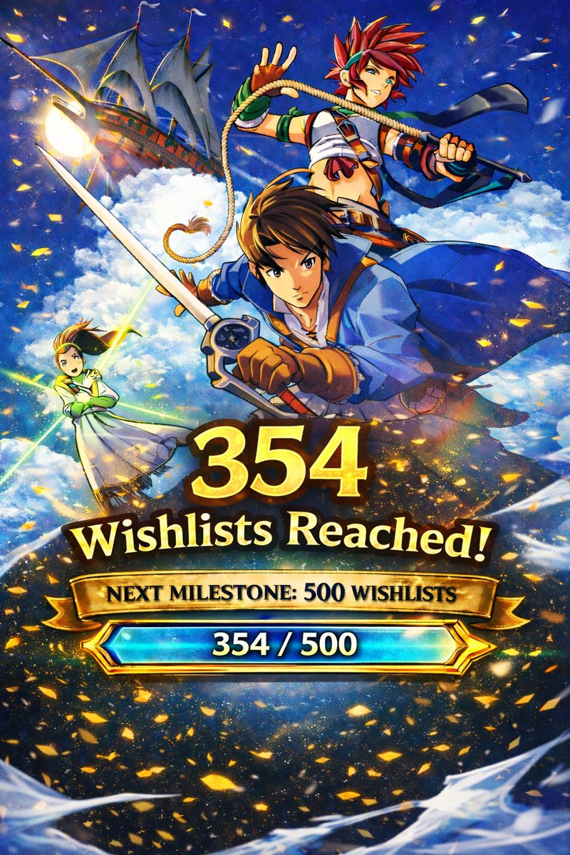 It's #WishlistWednesday! We're an #indiedev that needs your help reaching our next milestone of 500 wishlists on #steam!

Horizons of Achaea takes inspiration from #skiesofarcadia, #dragonquest, and #unicornoverlord! Follow us for more updates!

store.steampowered.com/app/3869920/Ho…