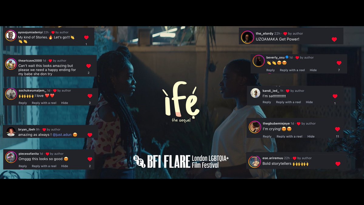 pamelaadie's tweet image. 700+ Likes. 150+ Shares in 24 hours🤯. 

The ‘miracle’ selection of #ìféthesequel for @BFIFlare  is officially a movement🇳🇬🚀. 

Grateful for all our supporters and the Nigerian queer community. 

London, see you on Mach 23 &amp;amp; 24🇬🇧✈️
#BFIFlare #bfi #ìféthesequel #QueerCinema