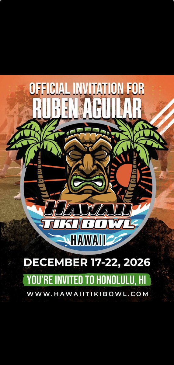 KxplzRub's tweet photo. Blessed to say I got an invite to the @HawaiiTikiBowl !! https://t.co/iczGGQXJ74