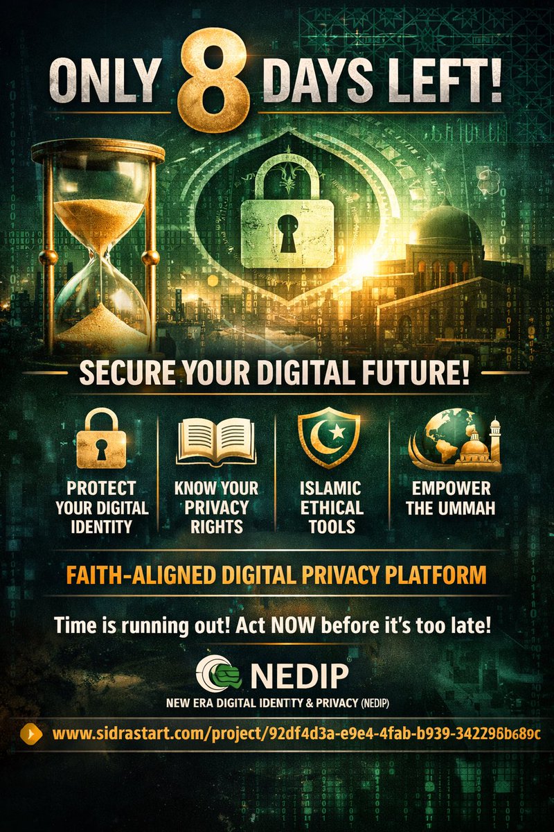 ⏳ ONLY 8 DAYS LEFT ⏳

The clock is ticking for New Era Digital Identity &amp; Privacy (NEDIP) 🚨

In a world where data is constantly exposed, we’re building a faith-aligned digital platform that empowers you to:

🔐 Protect your digital identity
📚 Understand your privacy rights