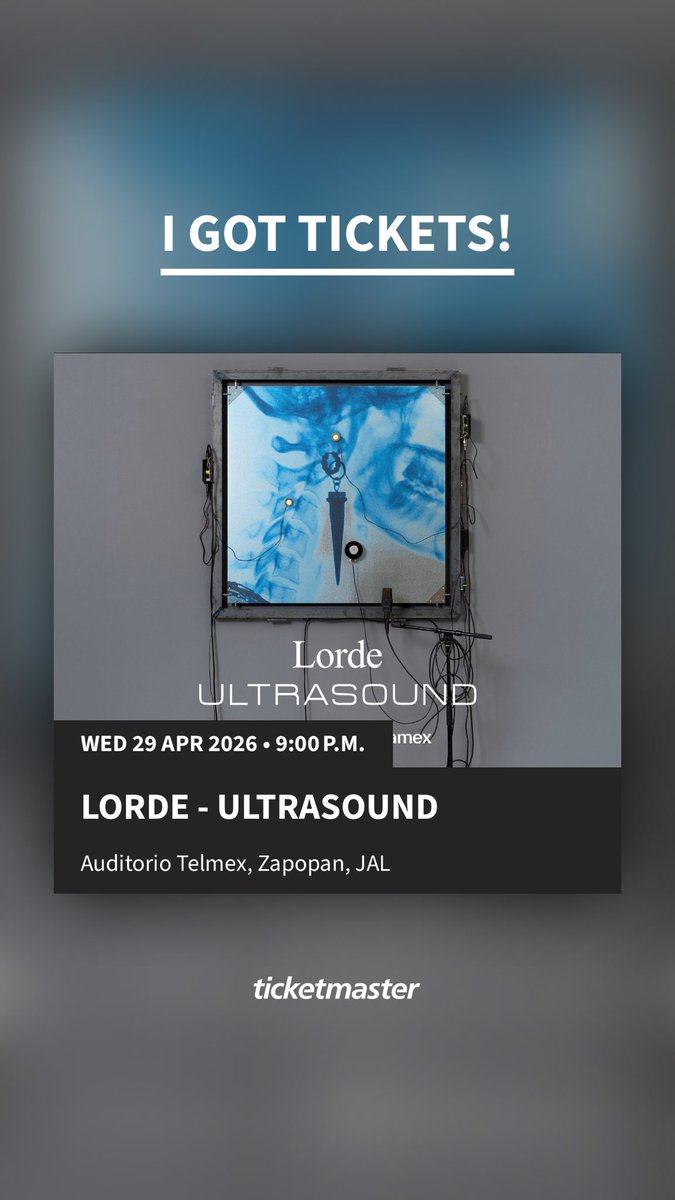 LoboSomera's tweet photo. Hey! Tengo un boleto para Lorde en GDL el 29 de abril. Es en súper buena zona. Lo vendo más barato de lo que me costó. 🫶🏻

#lorde #ultrasound #gdl https://t.co/MKfGVUXVop