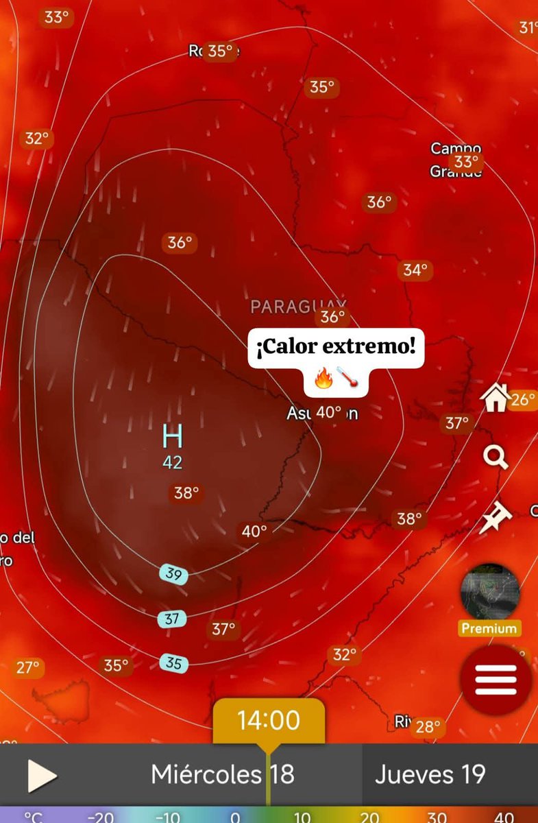 Paraguay: uno de los países más calurosos del mundo actualmente. 🌡️🔥

Paraguay está atravesando una ola de calor extremo en algunas zonas, donde hay localidades que tienen temperaturas de 40 - 42 °C y sensaciones térmicas cercanas a 45 °C,