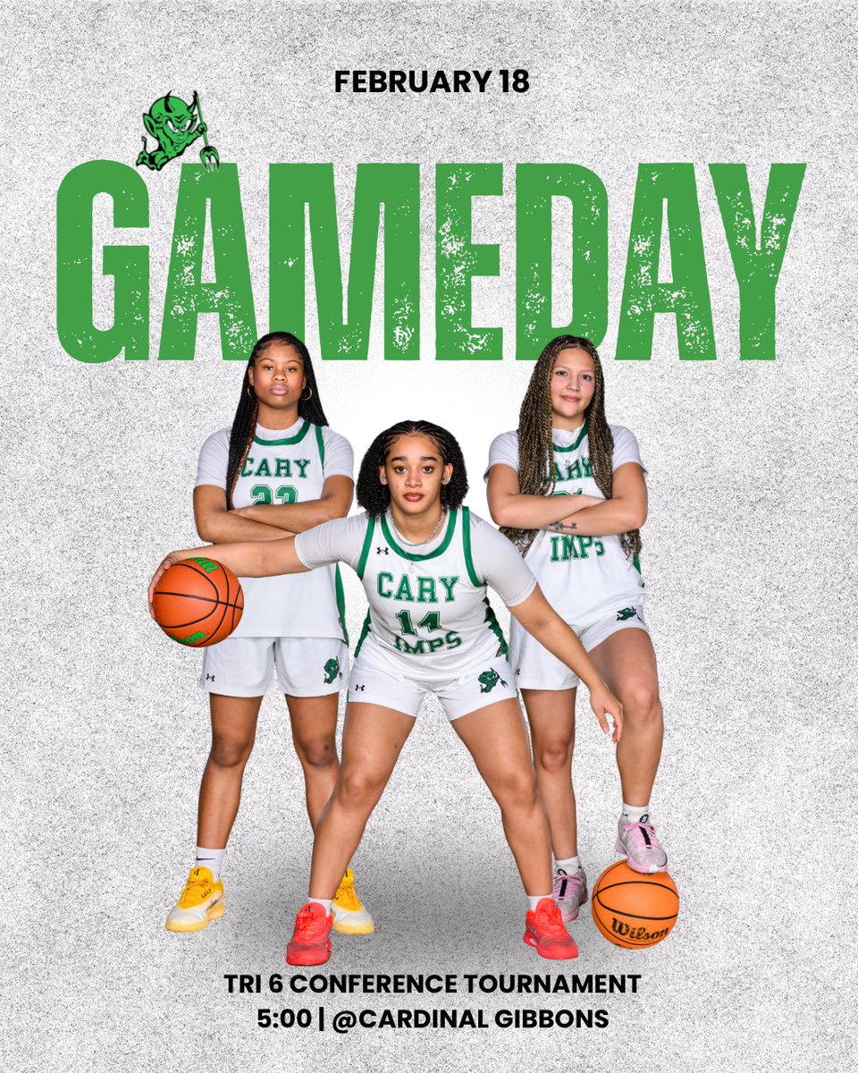 CaryImpsWBB's tweet photo. Round 2 of the Tri 6 Conference tournament is tonight at Cardinal Gibbons! Tip-Off is at 5pm. See you there! https://t.co/IcV2DNNPTp