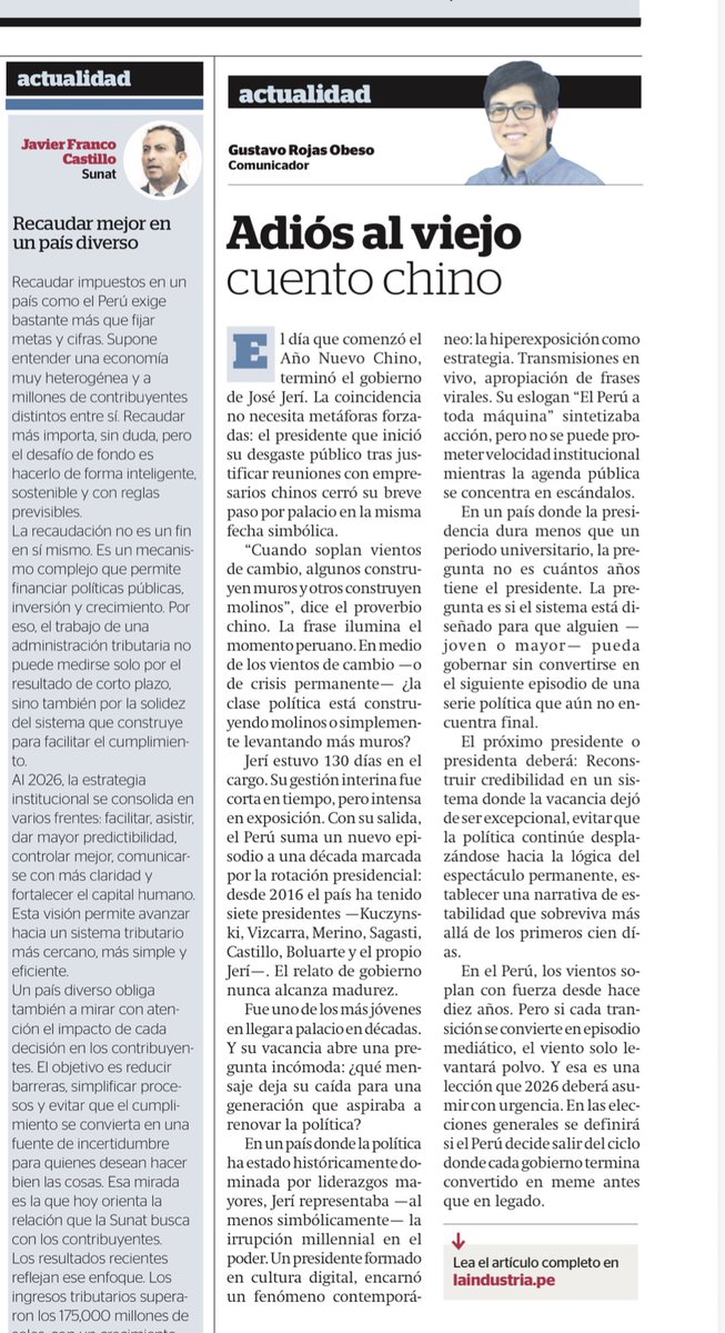 vjrmelodramatic's tweet photo. Cómo la hiperexposición, el relato y la gestión de crisis pueden construir —o derrumbar— liderazgo en tiempo real del presidente millenial José Jerí. Les comparto este artículo publicado hoy en La Industria. https://t.co/Rz6AtX7WAI
