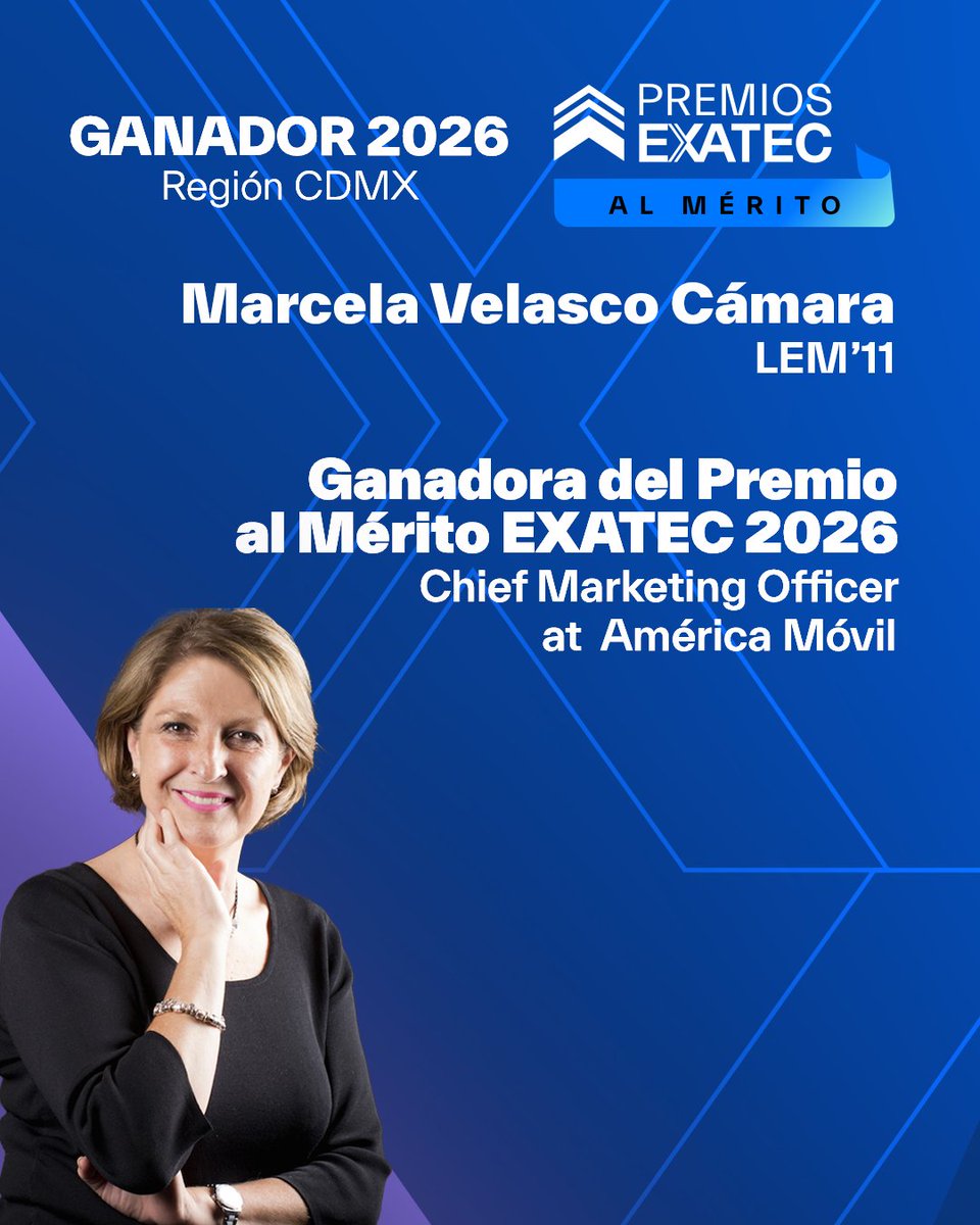 ITESMCEM's tweet photo. ¡Celebramos a Marcela Velasco del Campus Estado de México por recibir el Premio Mérito EXATEC 2026! 

Su compromiso y trayectoria dejan una huella inolvidable en nuestra comunidad ¡Gracias por ser parte de nuestra historia!  💙

#OrgulloEXATEC #PremiosEXATEC2026 https://t.co/51uMShA9Tu