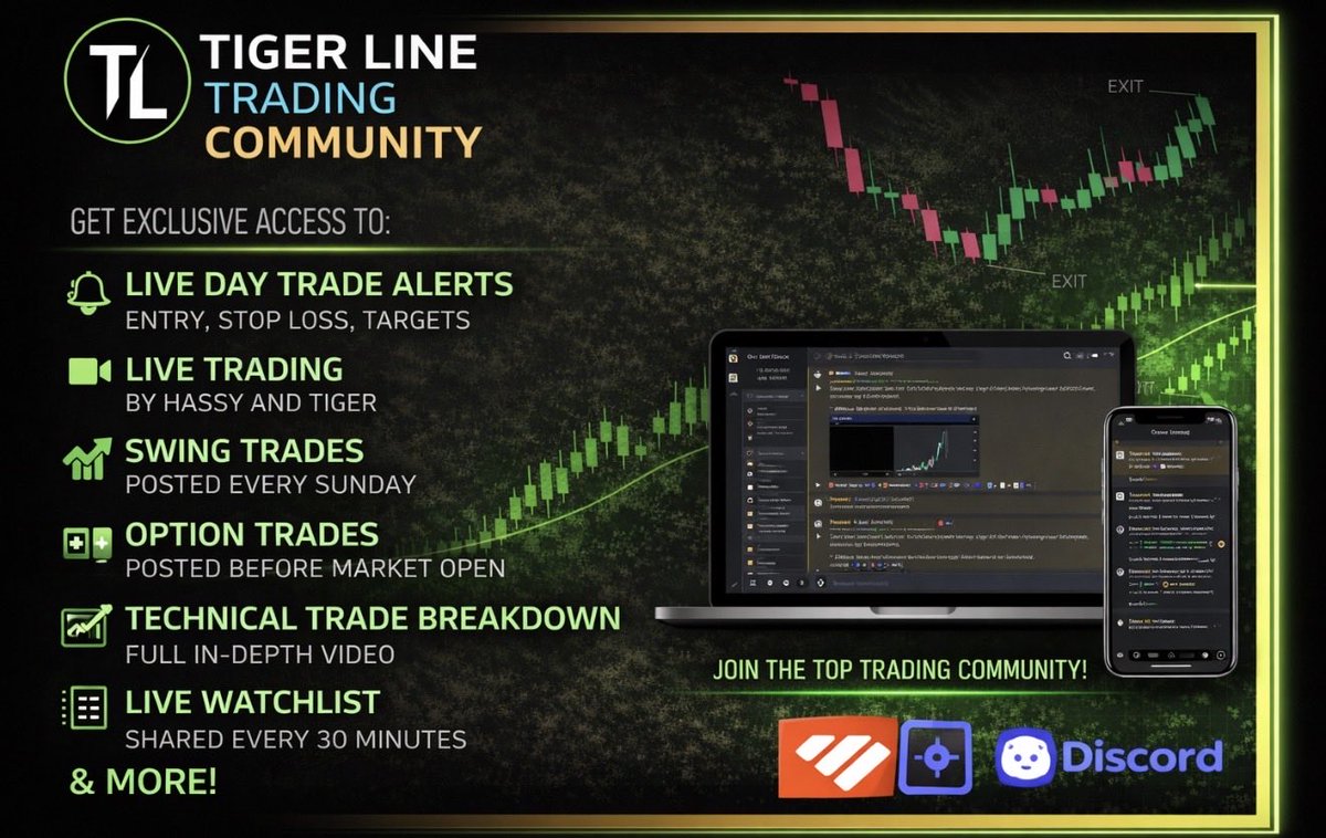 MainTLT's tweet image. 🚨 JOIN TIGER LINE TRADING SMALL CAP DISCORD 🚨 

💳 PRICING:

• 1 MONTH — $84.99
• 3 MONTHS — $200
($66 / month)

━━━━━━━━━━━━━━━

Get full access to our private trading community:

🎓 Educational Seminar Library
📊 Strategy + Psychology Training
📈 Daily Small