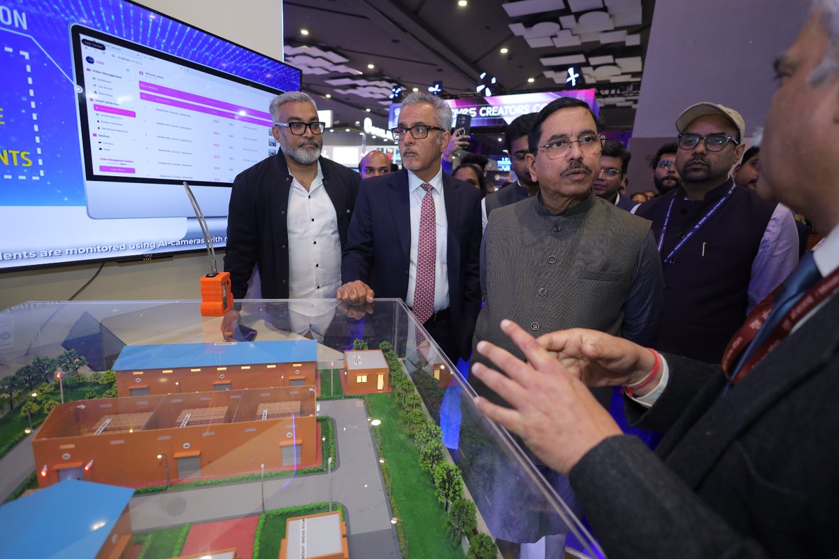 JoshiPralhad's tweet photo. Visited the stall of @fooddeptgoi at AI Impact Summit 2026, Bharat Mandapam, New Delhi and reviewed the initiatives and technological advancements being undertaken. It is encouraging to see how digital transformation and AI-driven solutions are enhancing efficiency, transparency and public service delivery. #AIImpactSummit