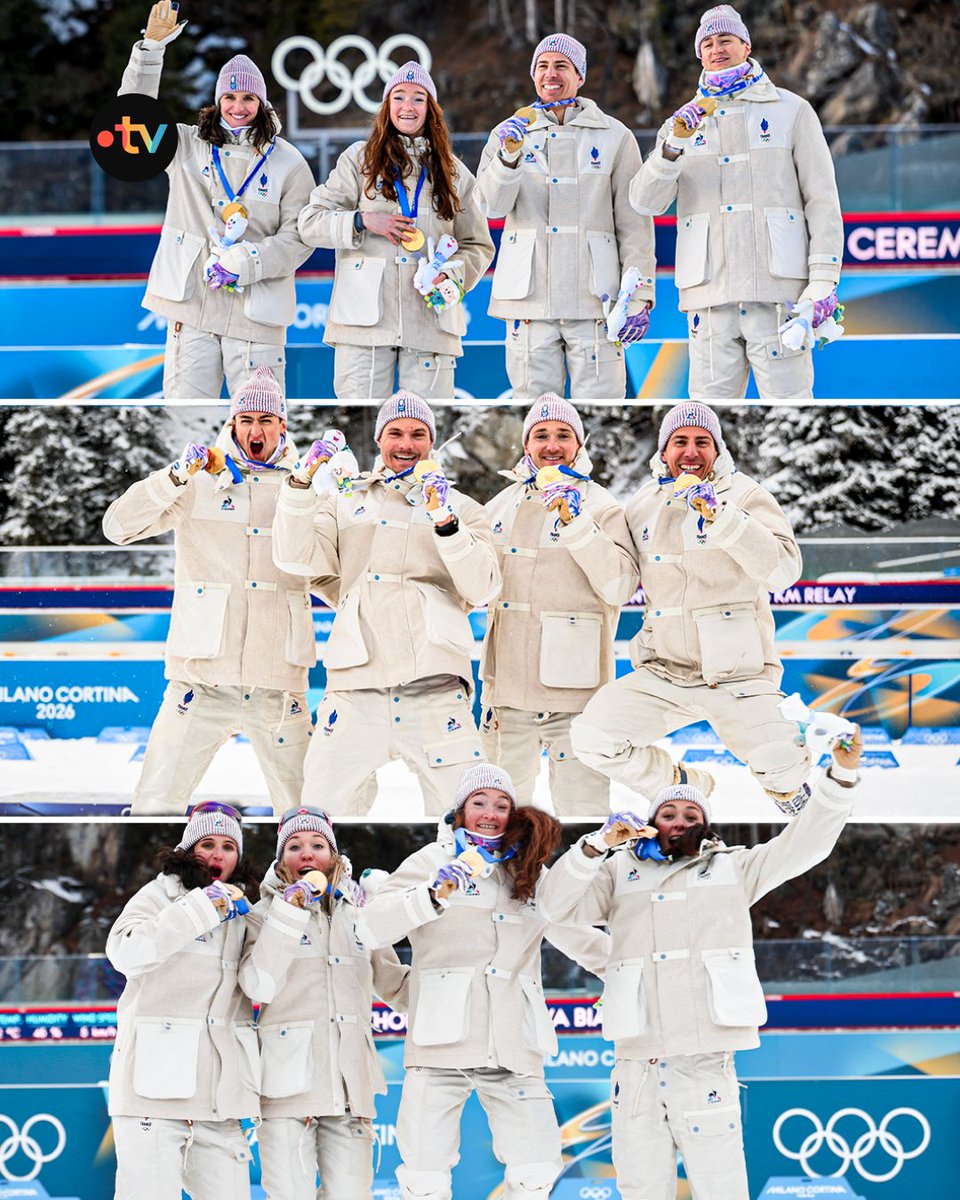 ❄️ #MilanoCortina2026 | ☑ 3/3 pour les relais du biathlon !

🇫🇷🥇 La France réalise un triplé historique en remportant tous les relais au programme des Jeux d'hiver : les épreuves mixte, masculine et féminine. Du jamais vu !