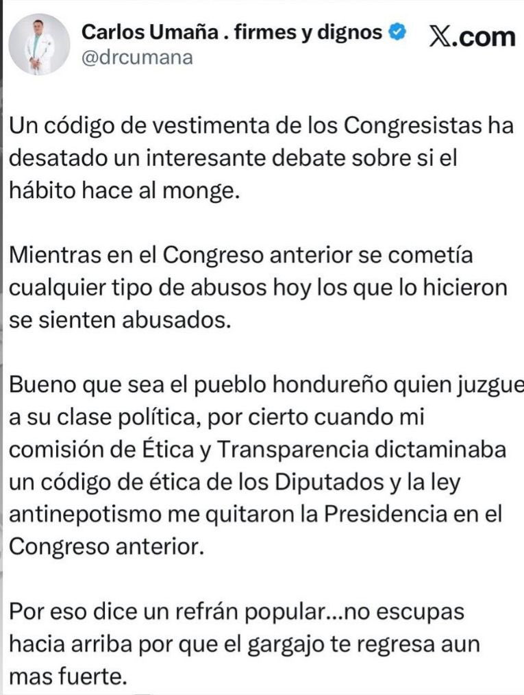 TVEShn's tweet image. #tvesteinforma | El diputado Carlos Umaña afirmó que el nuevo código de vestimenta en el Congreso ha generado debate.

#tves #noticias