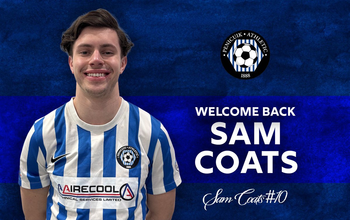 PenicuikAth's tweet photo. 🔙 Sam Coats re-joins the Cuikie on loan

We are delighted to confirm that midfielder Sam Coats has re-joined Penicuik Athletic on loan from The Spartans for the rest of season 2025/26!

Welcome back to the Cuikie Sam!

https://t.co/LtbagxwMBx https://t.co/ykj34ZxVGO