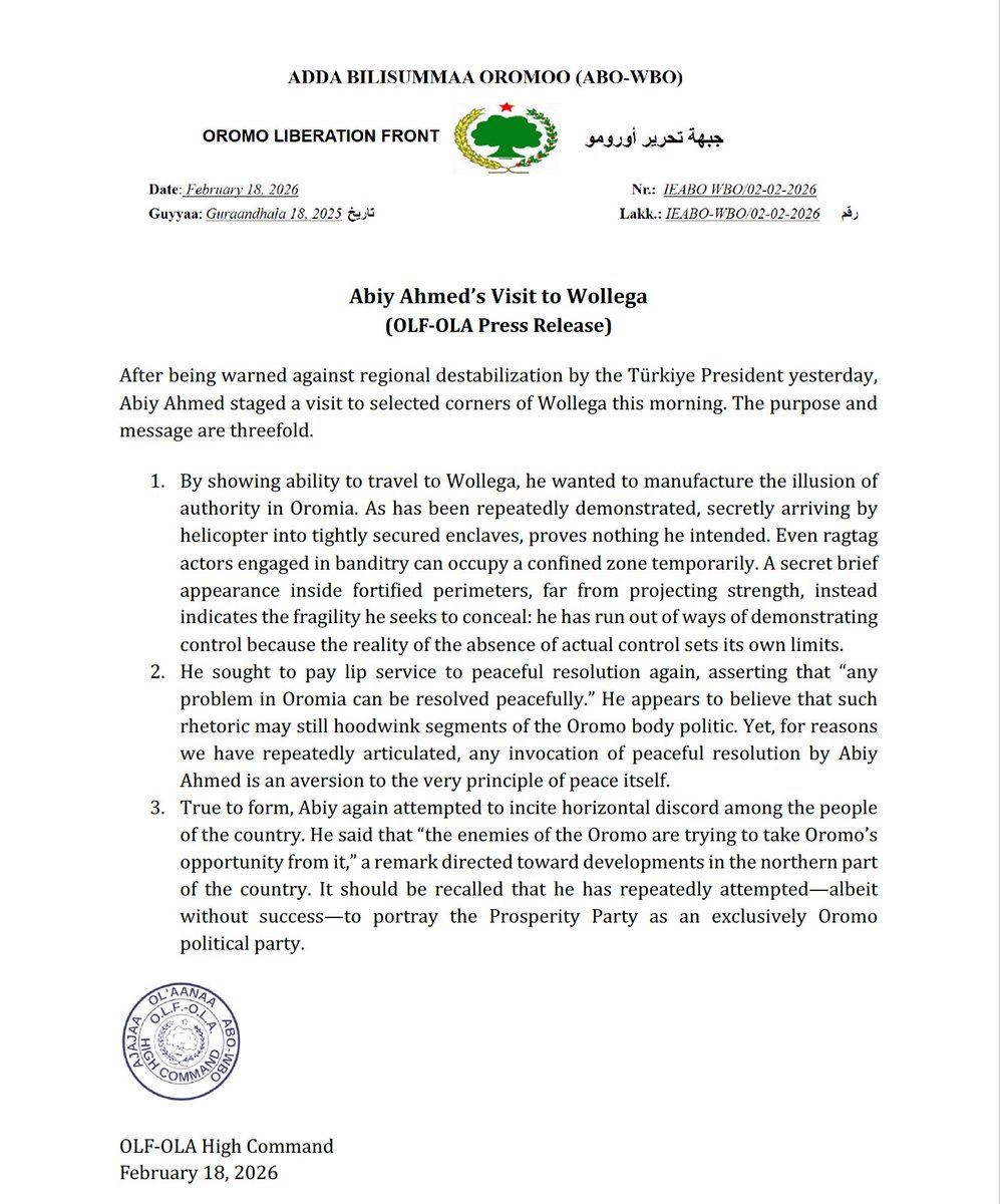 Oromo Liberation Army OLF-OLA tweet media