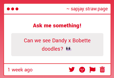 Sapwooz's tweet photo. You can have one as a treat
#dandysworld https://t.co/n7FsUKE5Jq
