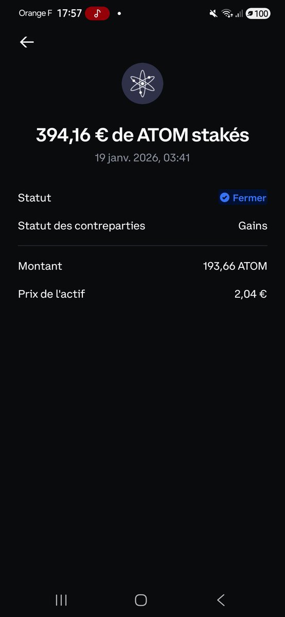 conseilsdencule's tweet photo. J'avais acheté 394€ de Cosmos ; il est monté et comme par hasard lorsque je veux le destaker, lr systéme m'en empêche .... 
Qqn sait comment résoudre ça ??
#Cosmos #CryptoTrading #bitcoin https://t.co/x5zRWToI39