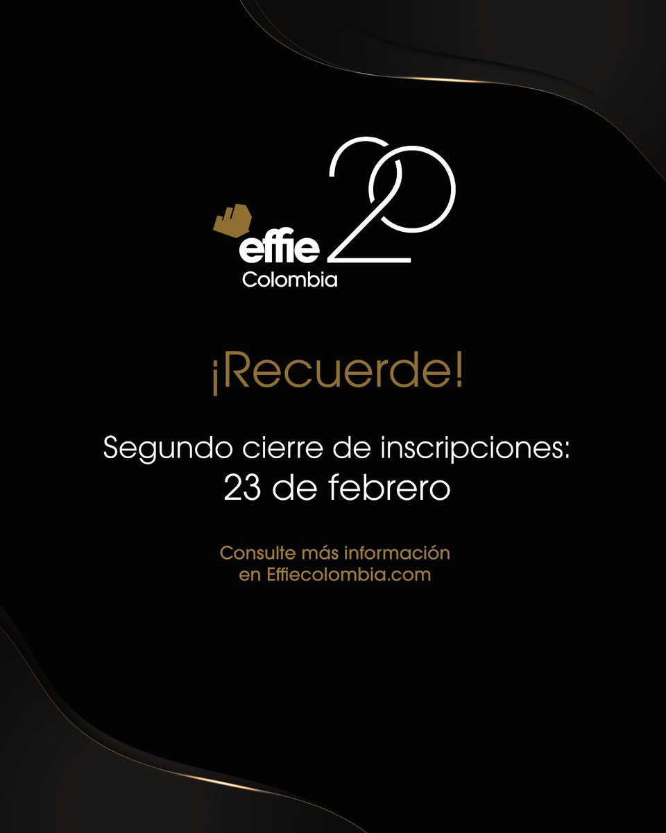 EffieColombia's tweet photo. Defina cada uno de los elementos que darán forma a su estrategia y construya un caso efectivo para Effie Awards Colombia 2026.

El segundo cierre de inscripciones se acerca. Aproveche el tiempo para fortalecer su postulación https://t.co/p98UscLAB9