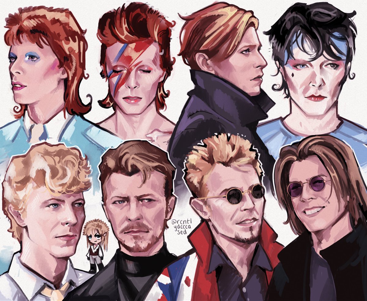 rcntlydcccased's tweet photo. why draw one david bowie when you can draw eight https://t.co/1laTSeQ1YE