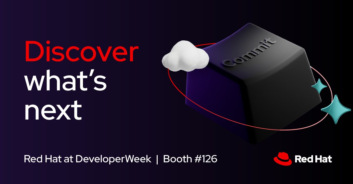 rhdevelopers's tweet image. Attending @DeveloperWeek 2026? Visit the #RedHat Developer booth at 126 to connect with our expert technologists, catch a demo, and grab some Red Hat swag (while supplies last). 

See you there 👋 
red.ht/4quarfi