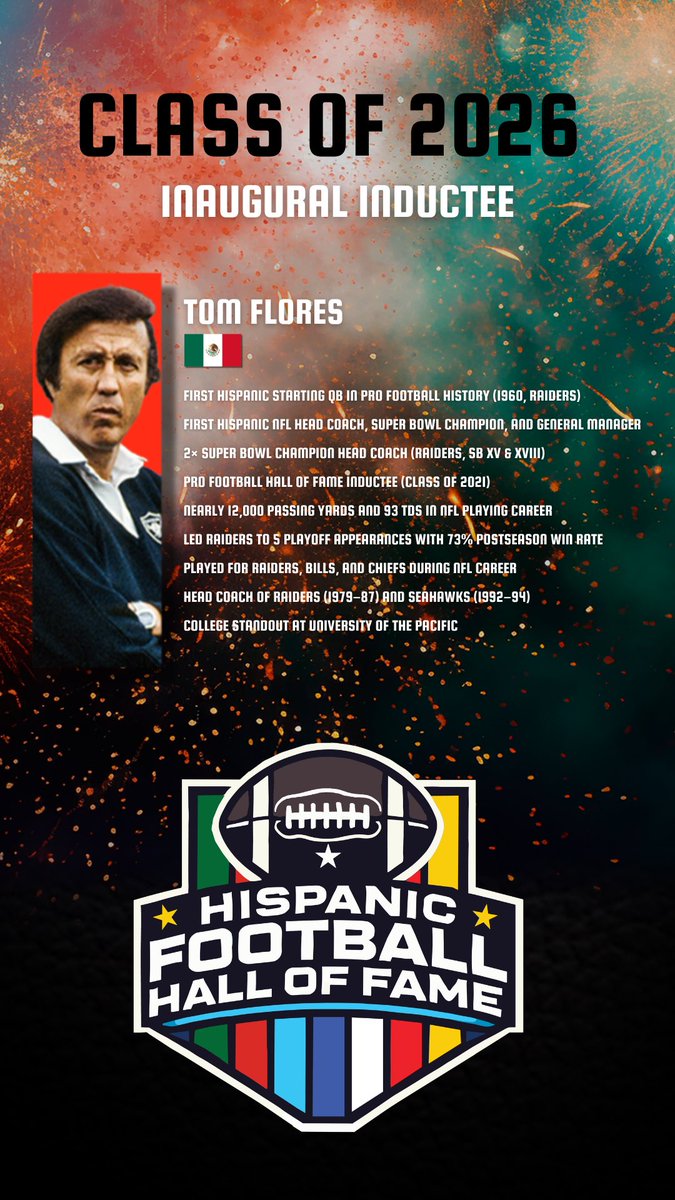 Class of 2026, HISPANIC FOOTBALL HALL OF FAME INAUGURAL inductee

🇲🇽TOM FLORES
