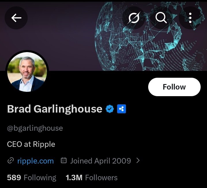 Eze_Wilberforce's tweet photo. - XRP CEO @bgarlinghouse joined 𝕏, back in 2009. Since then, he has followed exactly 589 accounts, and whenever that number changes, he adjusts it back to 589.

- @Ripple acquired a company whose headquarters is located at 589 Fifth Avenue in New York.

- There are also trademark and patent filings of Ripple tied to addresses or references containing 589.

- On December 8, 2025, @solana official account posted a single number: 589.
 It quickly became their most viewed post ever on 𝕏, generating millions of views. Just days later, Solana followed up with a post directly referencing XRP, including a reworked meme featuring XRP elements.

- Two days after @solana viral 589 post, @moonpay publicly shared a screenshot of buying exactly 589 XRP via Apple Pay, complete with thinking face emojis that fueled even more speculation.

- As I have shared here before, the number 589 holds a special role in theories about the new financial system and XRP’s potential place in it.

- Numerically, 5 + 8 + 9 = 22, often referred to in numerology as a "master number" associated with transformation and major shifts.

- The images attached are proof of this. A lot is going on behind the scenes that you have no knowledge about.

I will dive deeper into this soon. Turn on your notifications.