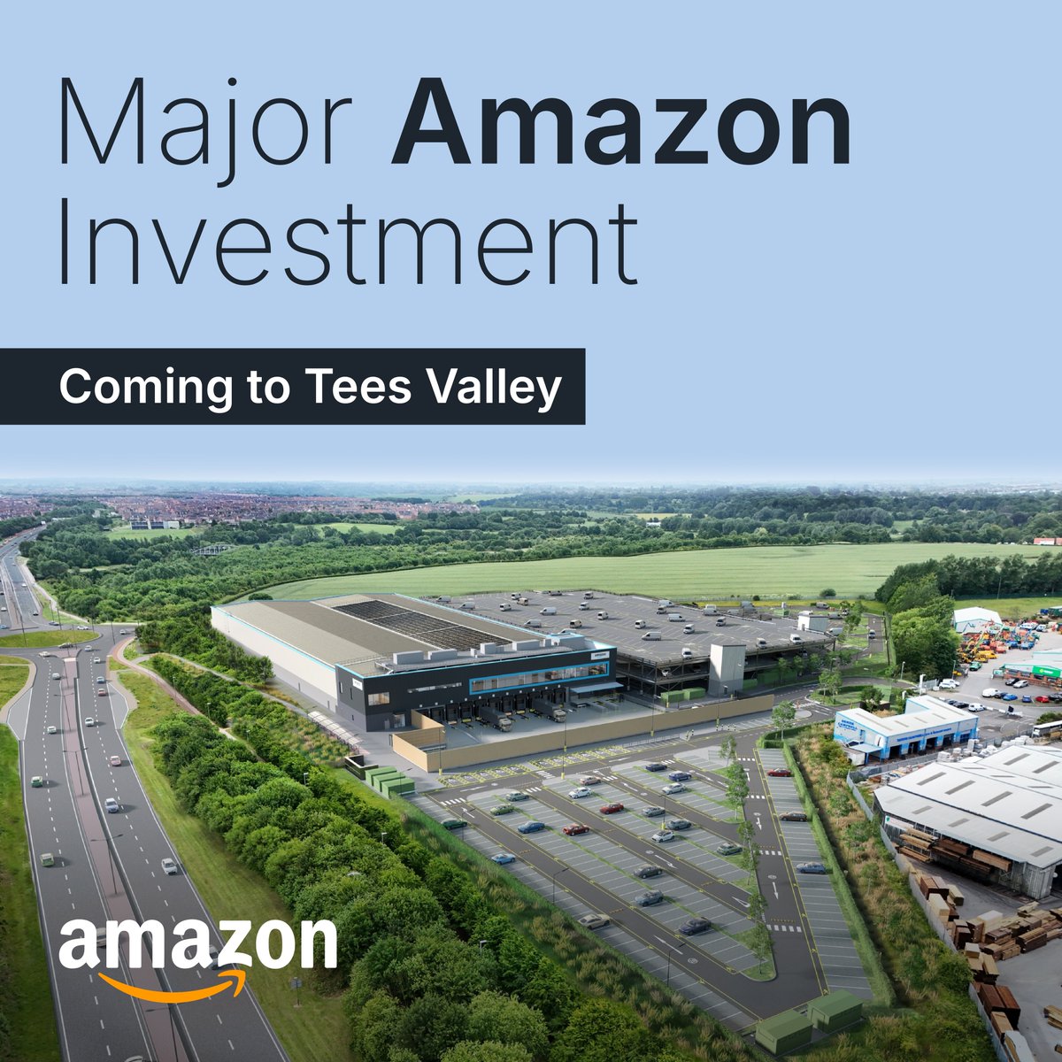 TeesValleyCA's tweet photo. Amazon has broken ground on a new £40m delivery station in Stockton-on-Tees 🚚
 
The new facility will bring around 100 new high-quality jobs to the region &amp; is a further fantastic example of how major global firms are choosing Tees Valley to invest 💪

➡️ https://t.co/pXQK2YhXsd https://t.co/VyyEdO9nRw