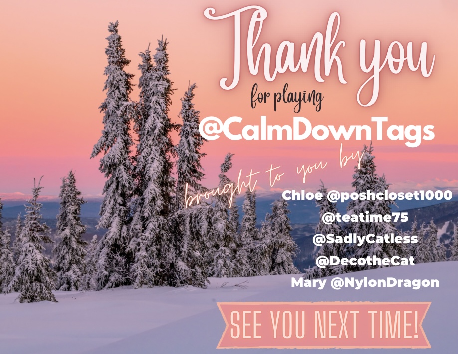 CalmDownTags's tweet photo. 🙏Thank you for playing #WhenThingsStartToSprout with me, Chloe (fka) @poshcloset1000 @teatime75ghost @SadlyCatless @DecotheCat & @MaryNylonDragon
Let’s🤎🧡💛CALM DOWN💛🧡🤎together again when we return🚨Friday, March 20th @ 6pm ET🚨 https://t.co/VCe1IKiqw3