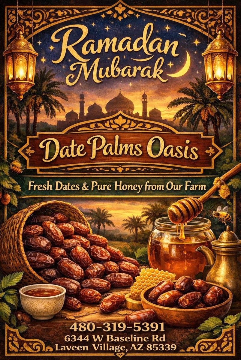 CynthiaLuois's tweet photo. Shout out to our friends at Date Palms Oasis in Arizona … go order your dates farm fresh and for the best deal if you are in the AZ desert! #Mashallah #RamadanMubarak https://t.co/Ty7myDE7Jl