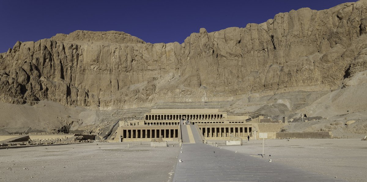 Blueheronjack's tweet photo. Mortuary Temple of Hatshepsut, Luxor, Egypt. https://t.co/WdDsX02eoL