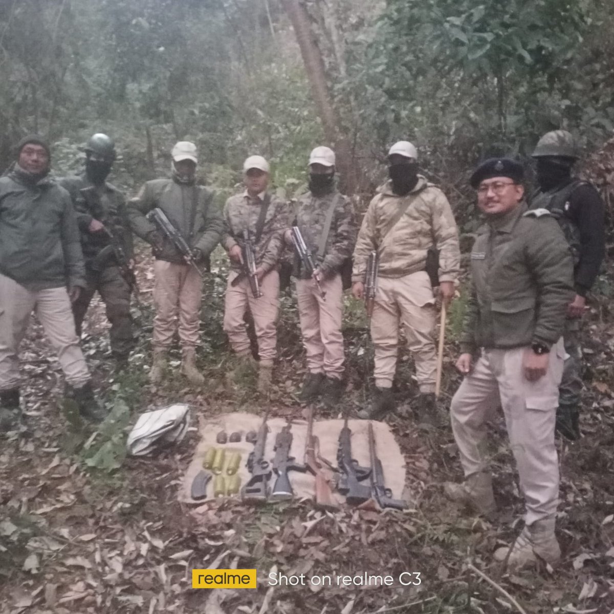 manipur_police's tweet image. On 18.02.2026, security forces recovered from Loitang Leikinthabi hill range under Sekmai-PS, Imphal West district, the following:
i)01 (one) AK 47 Ghatak rifle with magazine,
ii)02 (two) .303 rifles,
iii)01 (one) double barrel rifle,
iv)01 (one) single barrel rifle,
v)03 (three)